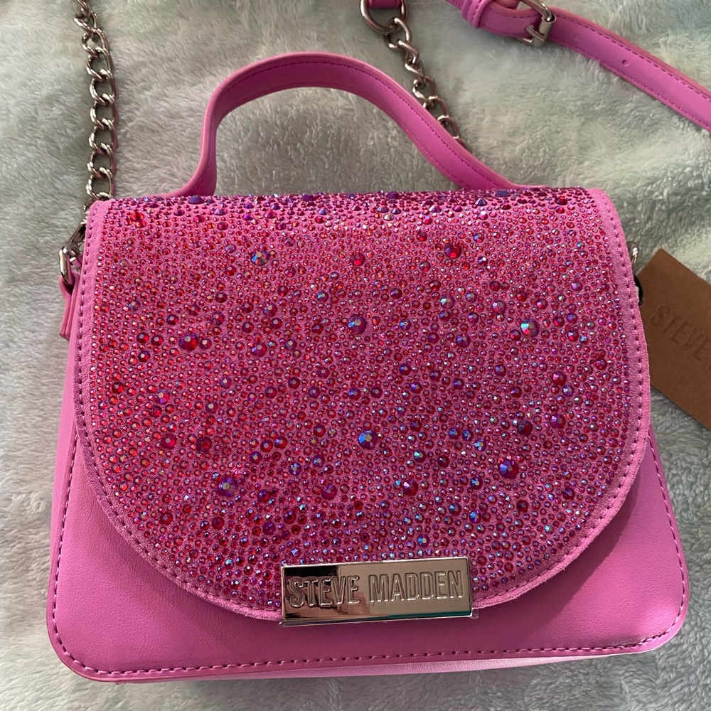 NWT Steve Madden Pink & Purple ombré rhinestone crossbody purse